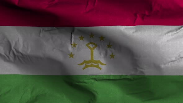 Tajikistan Flag Textured Waving Background 4K