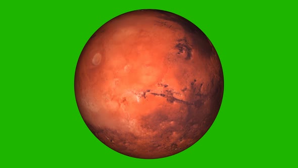 3d Realistic Rotated Mars Planet In Green Background