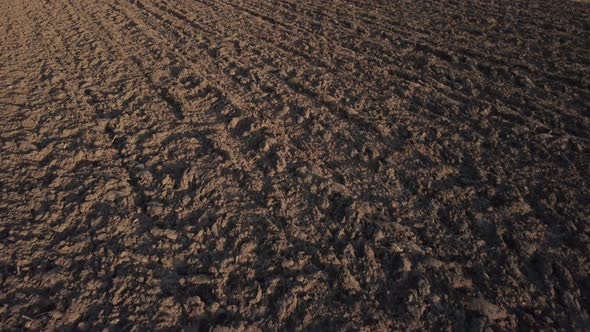 Plowed Field Shot By Drone