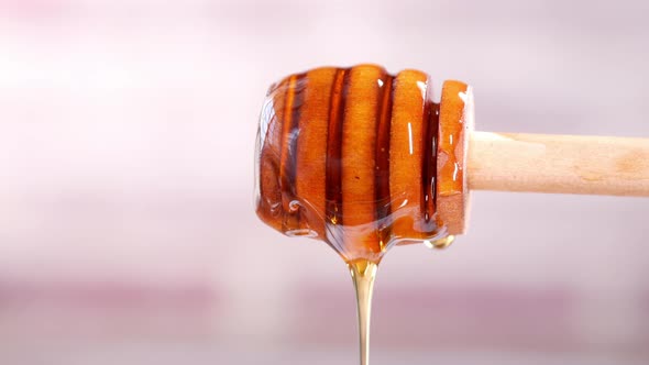 Fresh Honey Pouring From Spoon