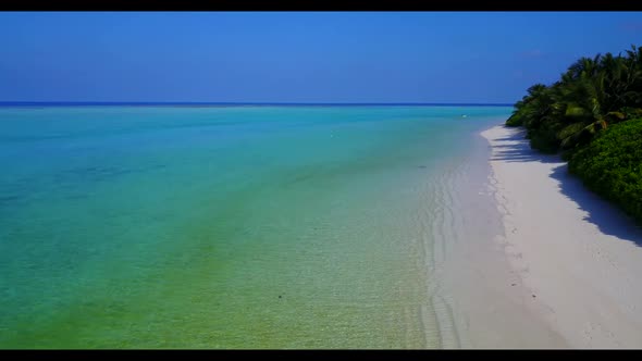 Aerial sky of marine shore beach trip by blue ocean with white sandy background of a dayout before s