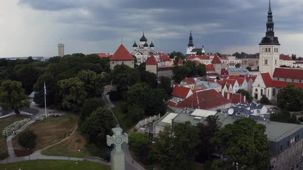 Aerial View of the Freedom Square in Tallinn Estonia