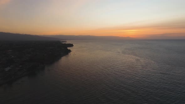 Sunset on the Sea Coast. Bali, Amed, Indonesia