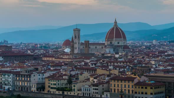 Sunset Time Lapse of Florence Skyline in Italy