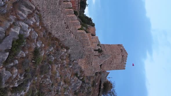 Vertical Video Alanya Castle  Alanya Kalesi Aerial View