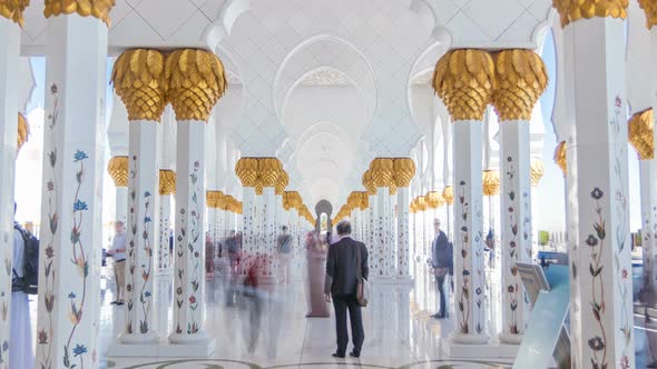 Sheikh Zayed Grand Mosque Timelapse in Abu Dhabi the Capital City of United Arab Emirates