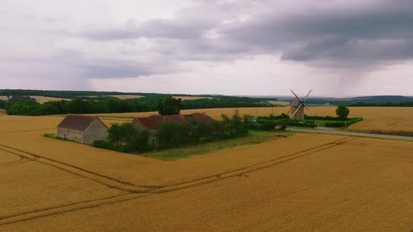 Aerial View Windmill in Burgundy