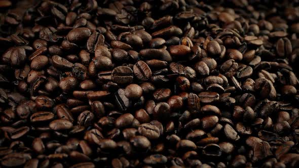 Coffee Beans Pour Into Pile