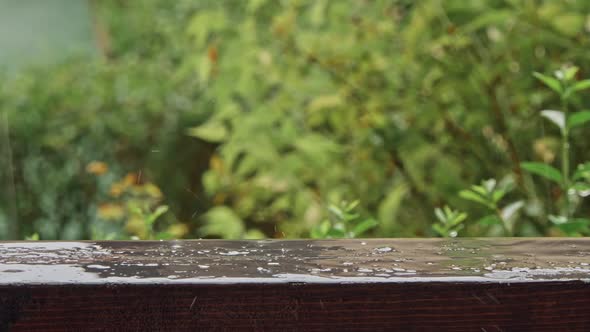 Water Drops on Wooden Furniture Surface