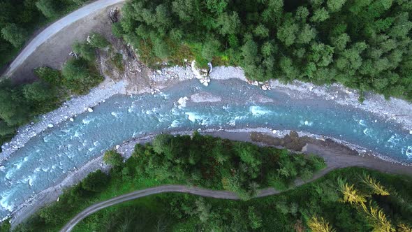 Aerial View of Mountain River