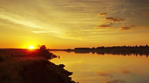 Sunset Over River, Timelapse