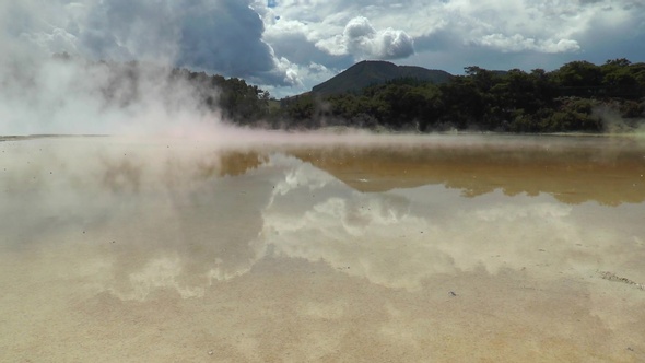 New Zealand. Fountains of geysers and fumaroles.
