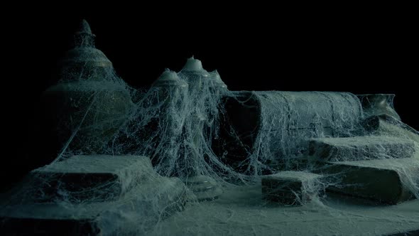 Desk In Old Gothic Mansion Covered In Dust