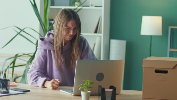 Shocked Frustrated Woman Read Bad News on Laptop Feels Stressed