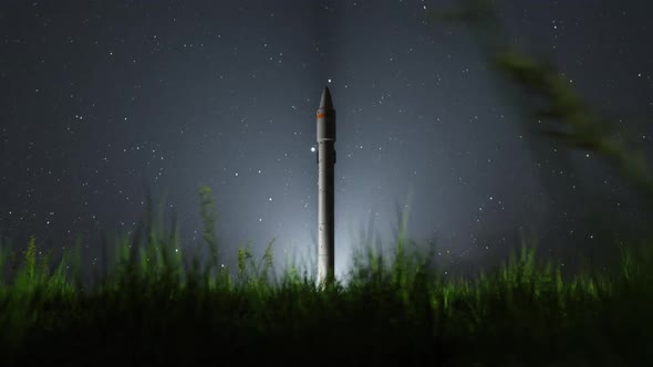 flying the camera around the space rocket from the lower angle alt