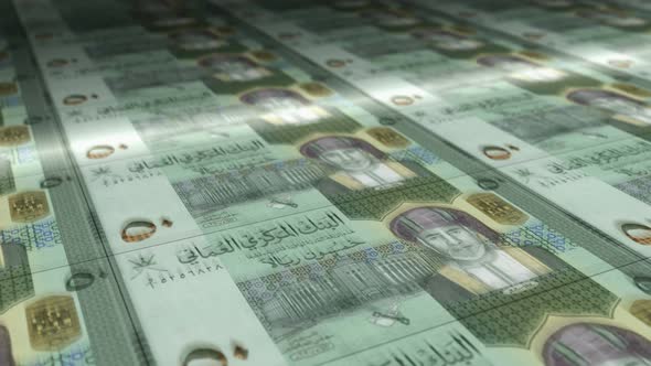 Oman Rial money sheet printing seamless loop