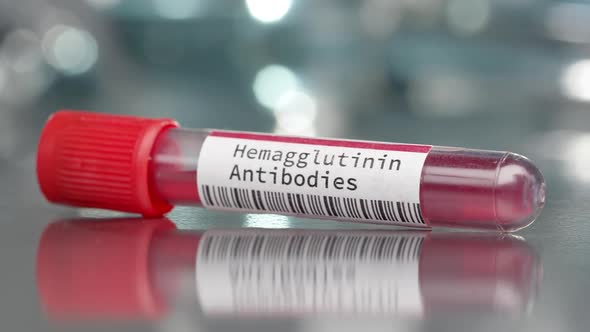 Hemagglutinin antibodies vial placed in medial lab