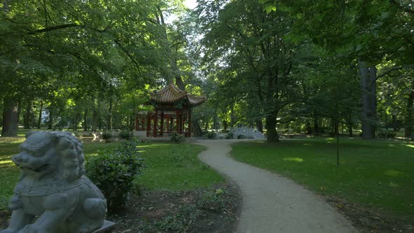 The Chinese garden in Lazienki Park