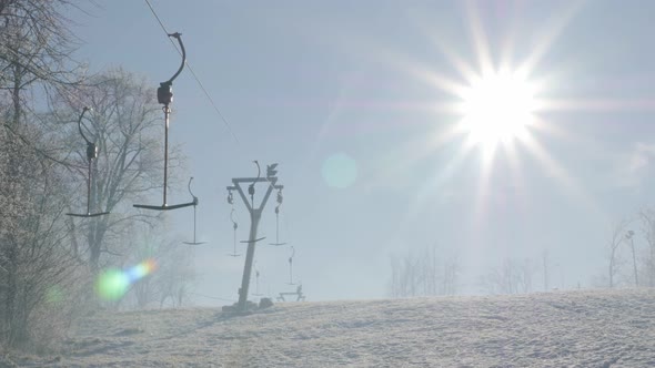 Skiing  complex and ropeway above town of Zajecar in Eastern Serbia 4K 3840X2160 UHD video - Winter 