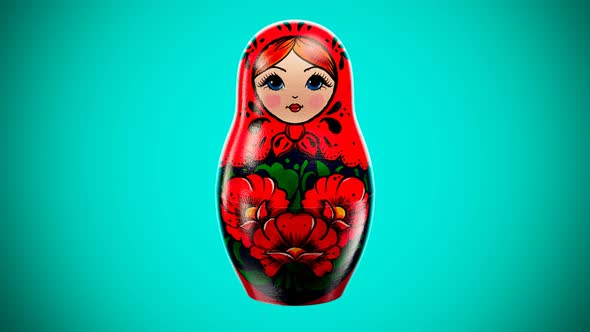 Beautiful handmade matryoshka dolls. Animation showing inside of Babushka.