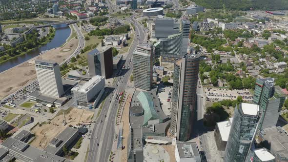 Vilnius Lithuanian Capital with Modern Architecture Buildings in Finance and Business District