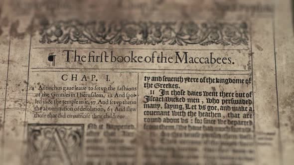 First Book Maccabees, Slider Shot, Old Paper Bible, King James Bible