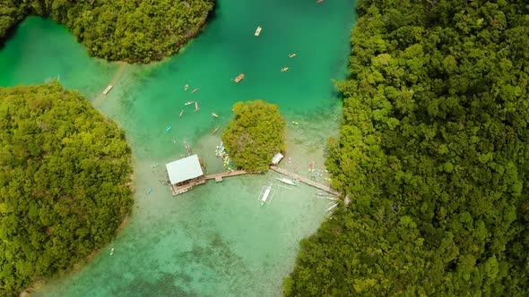 Aerial View of Sugba Lagoon SiargaoPhilippines