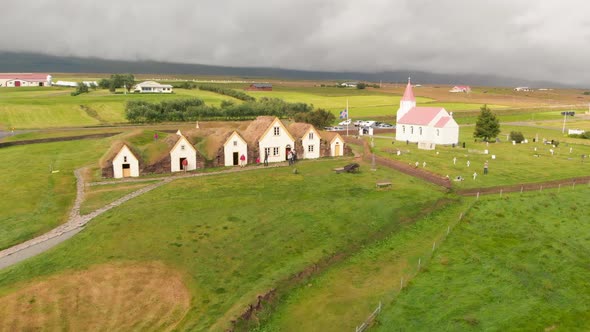 Aerial View of Glaumbaer Iceland