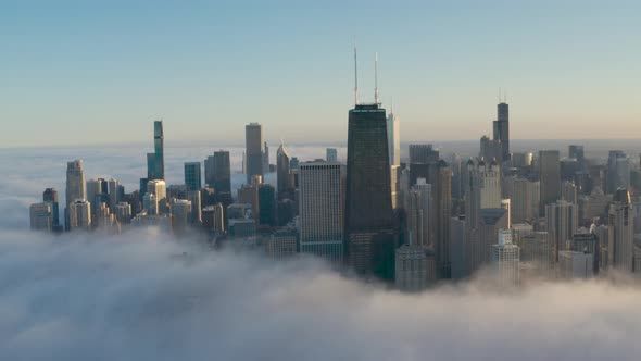 Chicago Skyline From Above with Fog