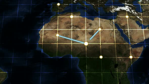 World Map Connection Glowing Line