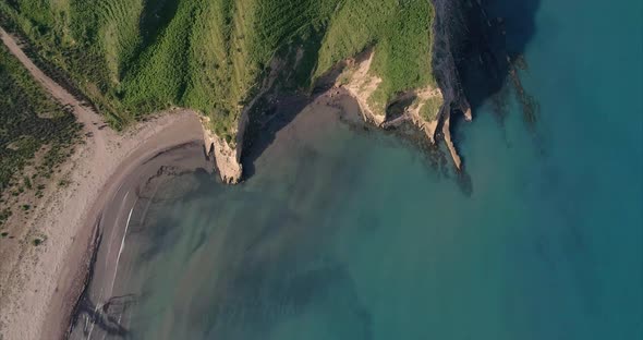 Aerial Top View of a Cape on a Remote Virgin Beach on the Adriatic