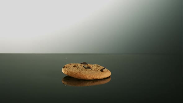 Cookies falling and bouncing in ultra slow motion 