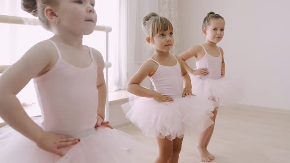 Young Students Ballerinas in Choreography Class of Ballet School