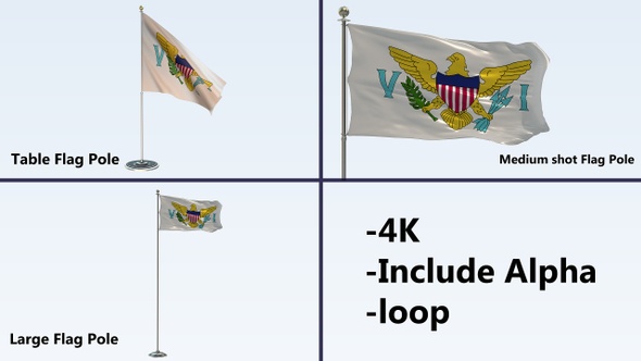 Virgin Islands Us Flag Pole Pack 4k-Loop