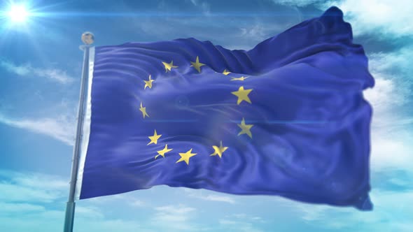 4K 3D European Union Flag