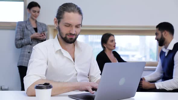 Business Man Working On Computer In Office. Business People