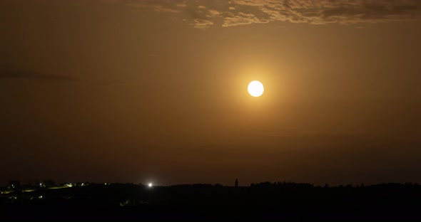 Moon And Clouds At Night Sky Timelapse