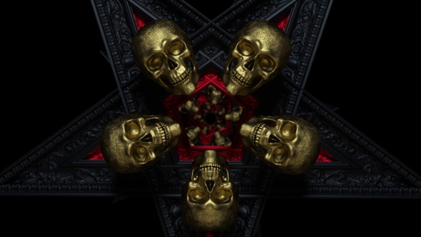 Golden Skulls And Pentagram