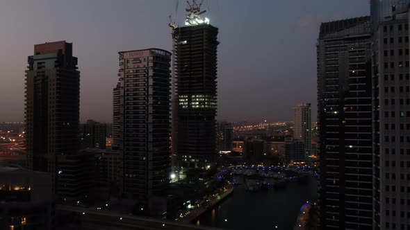 High Angle View on the Construction Site of a Skyscraper in Dubai Marina