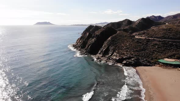 Sea and Mountain. Coast in Murcia Spain. Aerial View