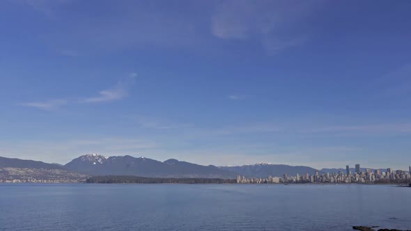 Vancouver, BC British Columbia, Canada daytime Timelapse, Downtown looking at Stanley Park, Downtown