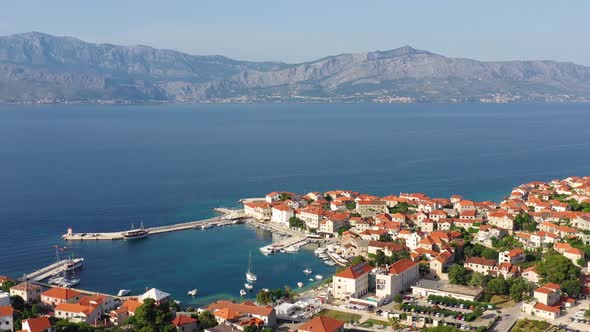 Croatia. Aerial view at the town. Vacation and adventure. Town and sea.