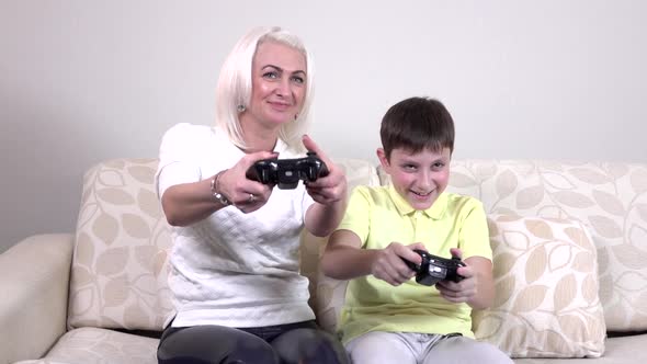Mother and Son Playing Video Games, Slowmotion