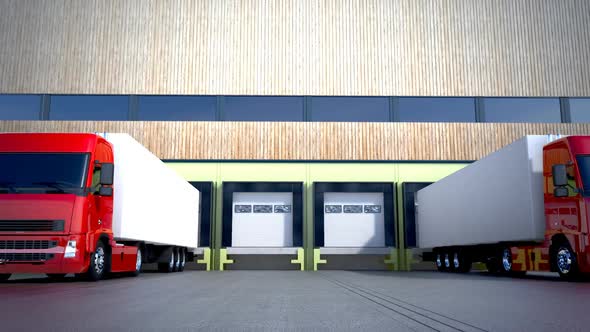 Loading or unloading cargo from the truck. Distribution center. Loopable. HD