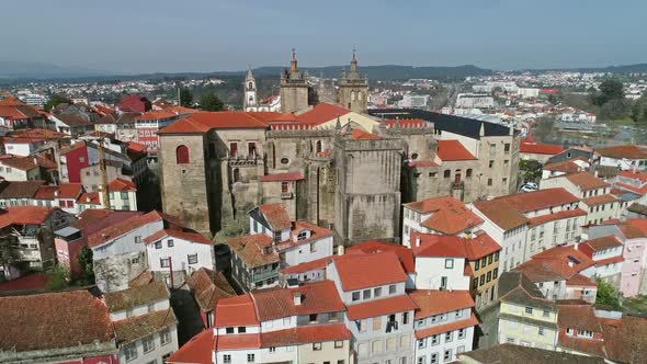 Aerial View of Historic Town Viseu in Portugal