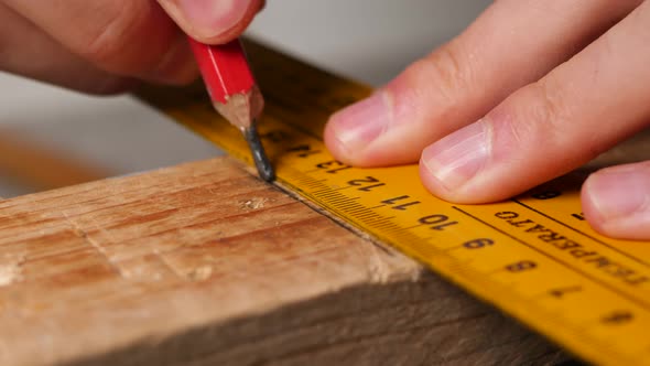 Manual ruler wood markings for nail alignment