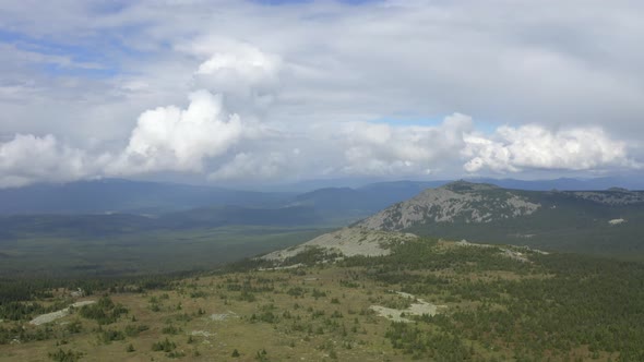 Aerial Views of Rige Zigalga, Nurgush in Cloud, the Southern Urals