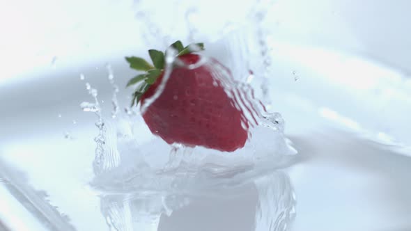 Strawberry splashing in slow motion; shot on Phantom Flex 4K at 1000 fps alt