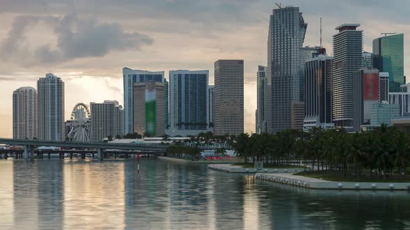 Miami Downtown Time Lapse at sunrise