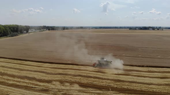 Top View of the Harvester Collects Wheat